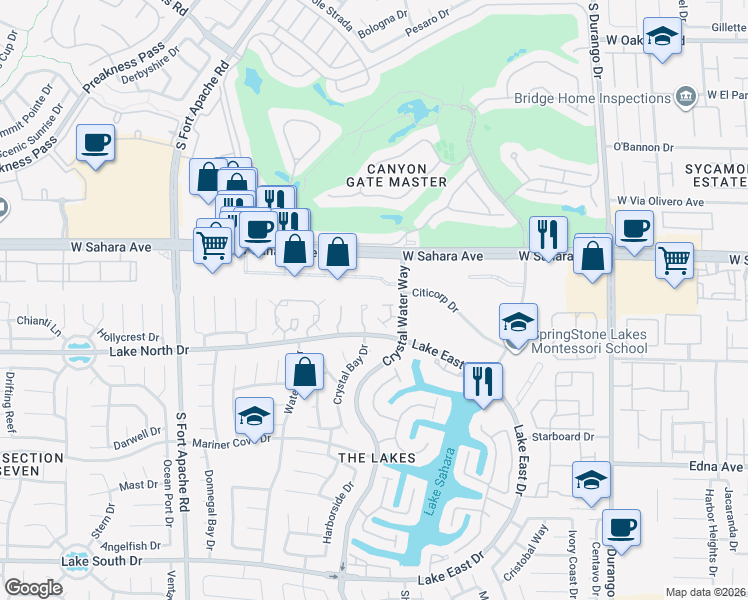 map of restaurants, bars, coffee shops, grocery stores, and more near 2704 Beaver Creek Court in Las Vegas