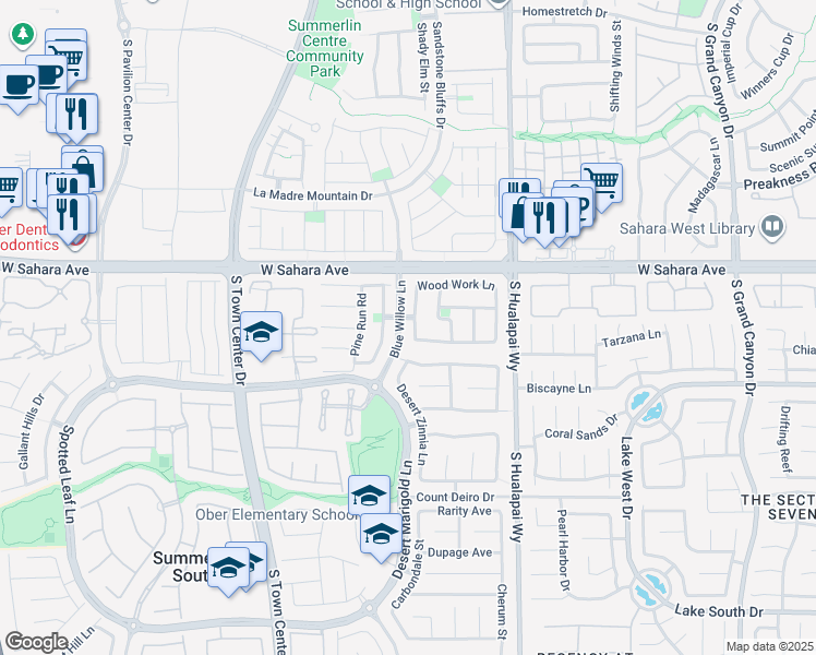 map of restaurants, bars, coffee shops, grocery stores, and more near 2677 Chantemar Street in Las Vegas