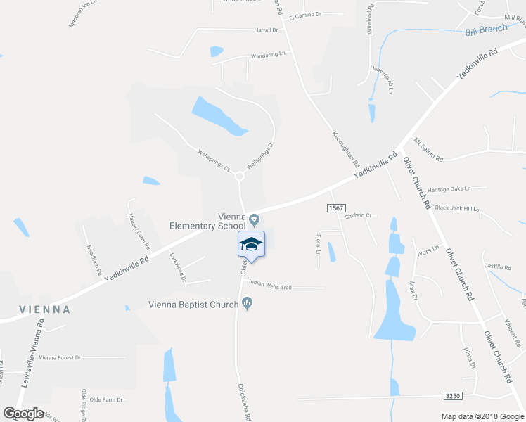 map of restaurants, bars, coffee shops, grocery stores, and more near Yadkinville Road in Pfafftown