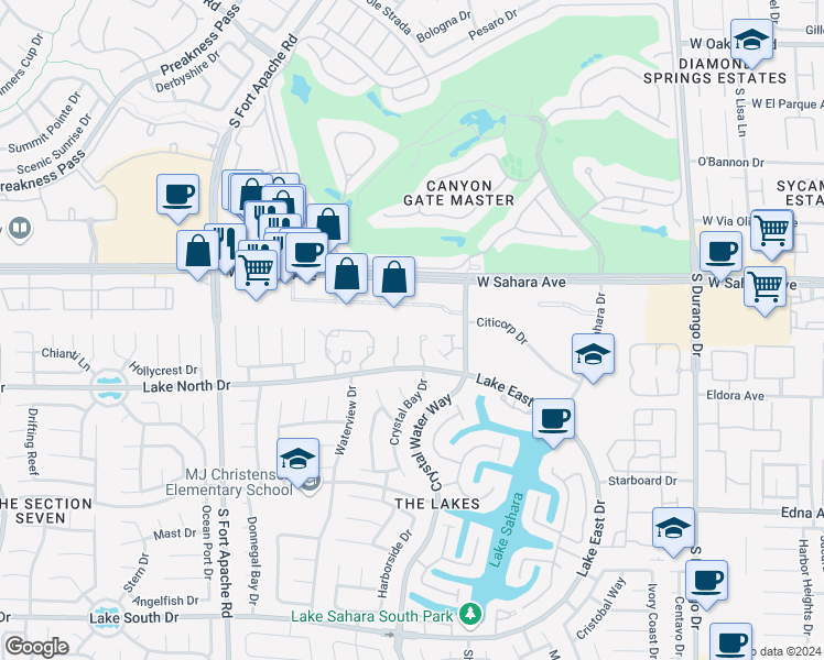 map of restaurants, bars, coffee shops, grocery stores, and more near 2705 Beaver Creek Court in Las Vegas