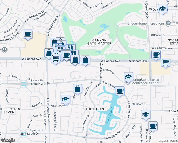 map of restaurants, bars, coffee shops, grocery stores, and more near 2705 Beaver Creek Court in Las Vegas