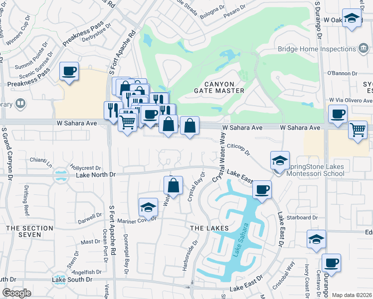 map of restaurants, bars, coffee shops, grocery stores, and more near 2704 Lodestone Drive in Las Vegas
