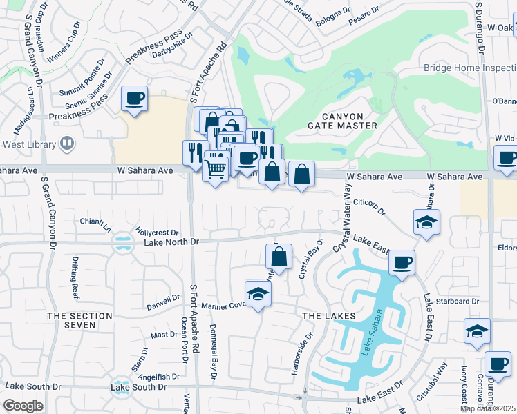 map of restaurants, bars, coffee shops, grocery stores, and more near 8952 Antioch Way in Las Vegas