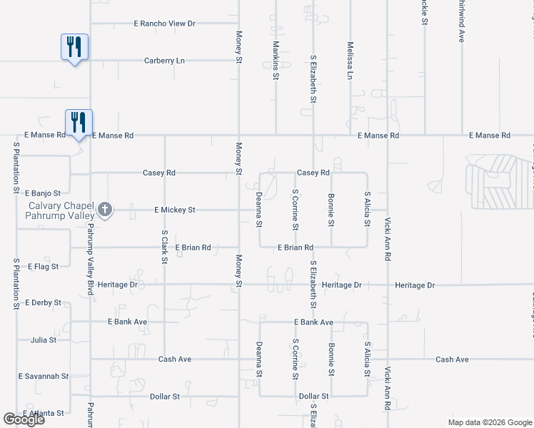 map of restaurants, bars, coffee shops, grocery stores, and more near 5271 Deanna Street in Pahrump
