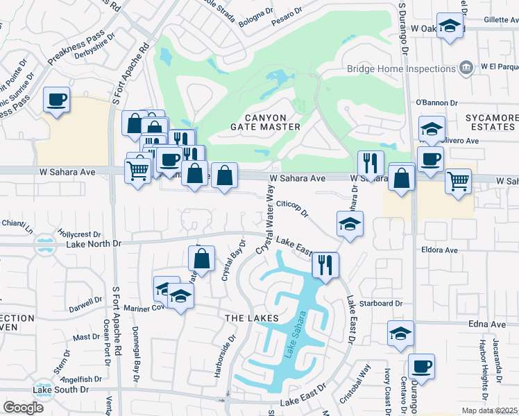 map of restaurants, bars, coffee shops, grocery stores, and more near 8804 River Pines Court in Las Vegas