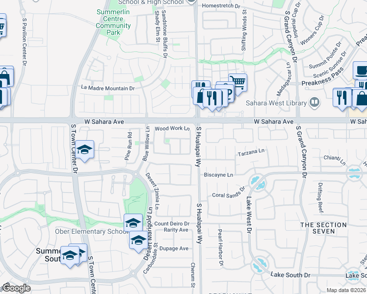 map of restaurants, bars, coffee shops, grocery stores, and more near 2666 Wood Sorrel Drive in Las Vegas