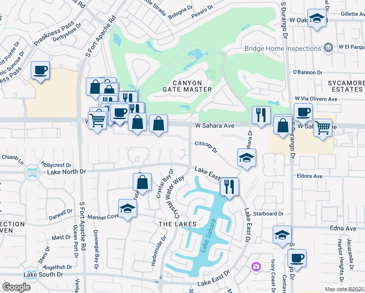 map of restaurants, bars, coffee shops, grocery stores, and more near 8804 River Pines Court in Las Vegas