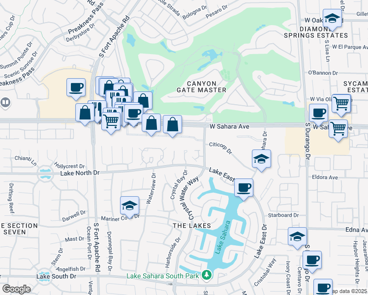 map of restaurants, bars, coffee shops, grocery stores, and more near 2701 Beaver Creek Court in Las Vegas
