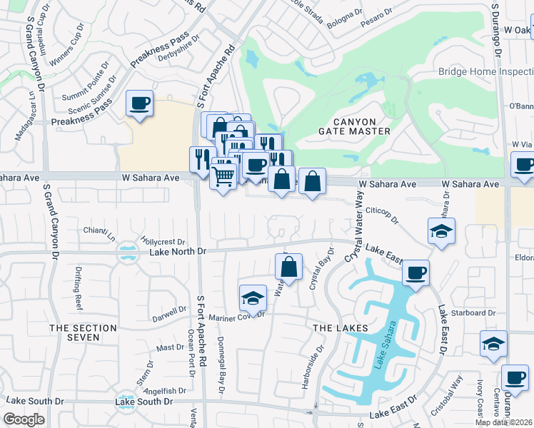 map of restaurants, bars, coffee shops, grocery stores, and more near 2701 Ferrin Road in Las Vegas