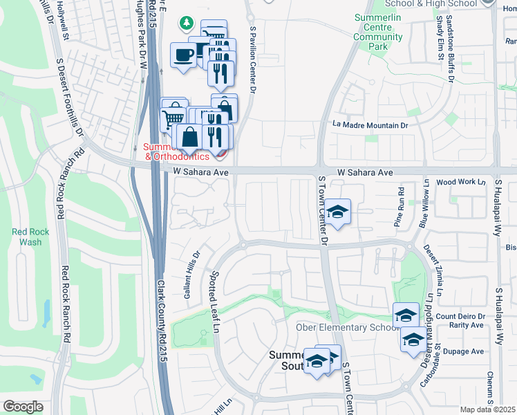 map of restaurants, bars, coffee shops, grocery stores, and more near 2625 Belgreen Street in Las Vegas