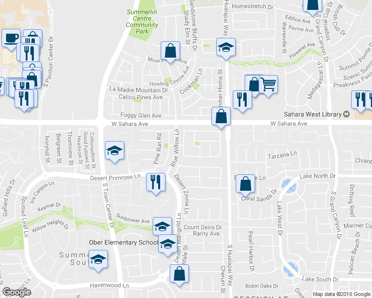 map of restaurants, bars, coffee shops, grocery stores, and more near 2664 Chantemar Street in Las Vegas