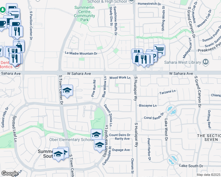 map of restaurants, bars, coffee shops, grocery stores, and more near 2664 Chantemar Street in Las Vegas