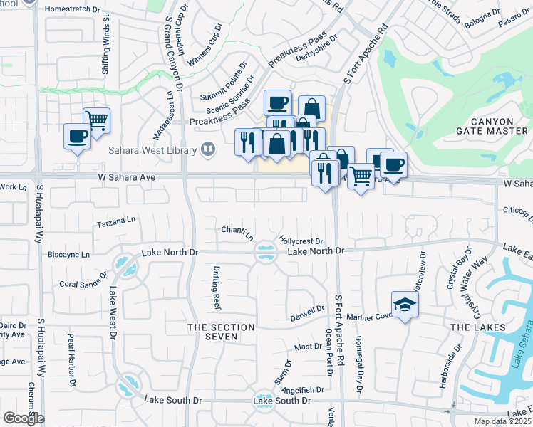 map of restaurants, bars, coffee shops, grocery stores, and more near 2701 Fire Water Court in Las Vegas