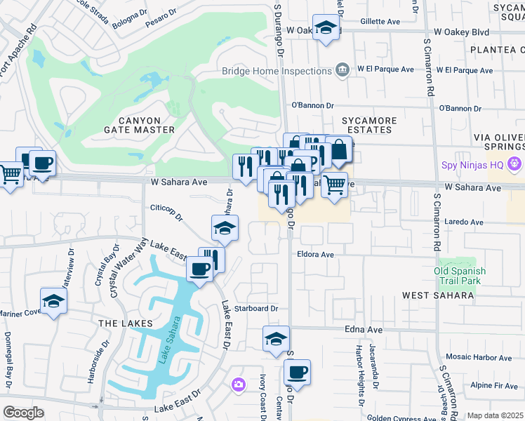 map of restaurants, bars, coffee shops, grocery stores, and more near 8669 West Sahara Avenue in Las Vegas