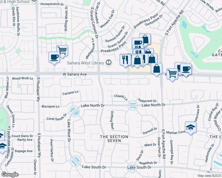 map of restaurants, bars, coffee shops, grocery stores, and more near 9604 Kinlock Court in Las Vegas