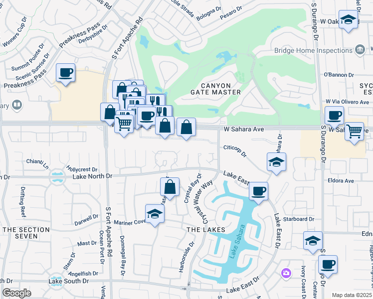 map of restaurants, bars, coffee shops, grocery stores, and more near 2705 Beaver Creek Court in Las Vegas