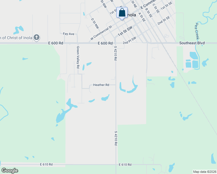 map of restaurants, bars, coffee shops, grocery stores, and more near 410 Heather Rd in Inola