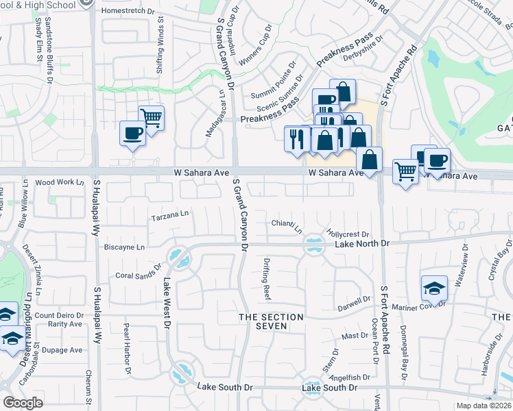 map of restaurants, bars, coffee shops, grocery stores, and more near 9616 Kinlock Court in Las Vegas