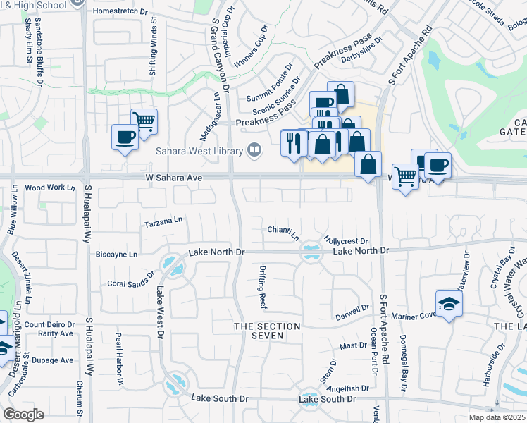map of restaurants, bars, coffee shops, grocery stores, and more near 9604 Kinlock Court in Las Vegas
