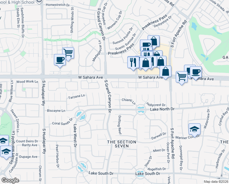 map of restaurants, bars, coffee shops, grocery stores, and more near 9616 Kinlock Court in Las Vegas