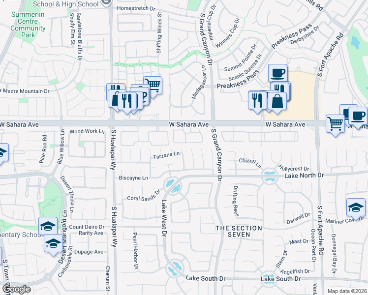 map of restaurants, bars, coffee shops, grocery stores, and more near 2704 Dune Cove Road in Las Vegas