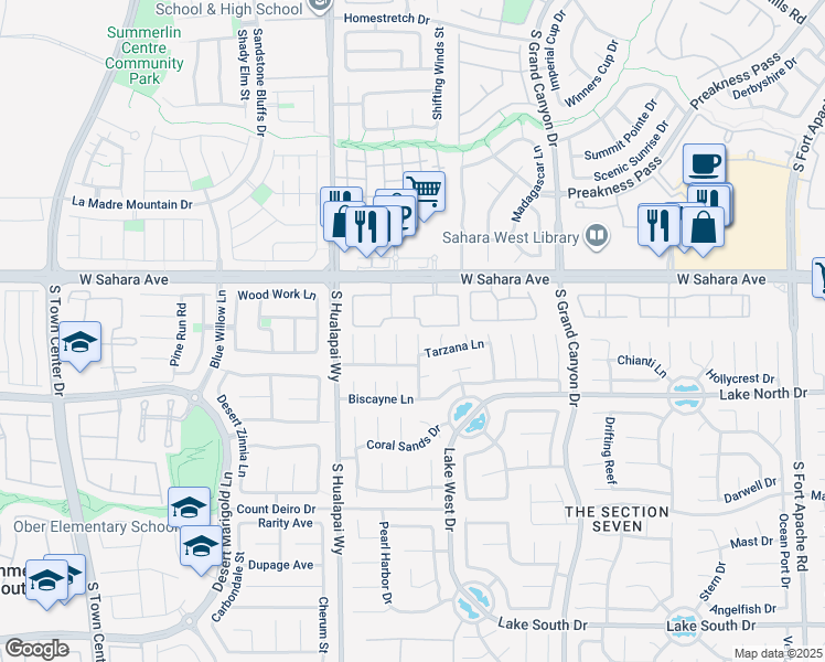 map of restaurants, bars, coffee shops, grocery stores, and more near 2701 Brienza Way in Las Vegas