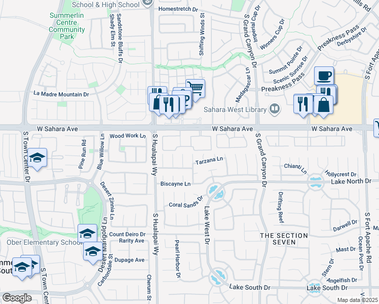 map of restaurants, bars, coffee shops, grocery stores, and more near 2701 Brienza Way in Las Vegas