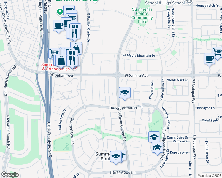 map of restaurants, bars, coffee shops, grocery stores, and more near 2653 Cottonwillow Street in Las Vegas