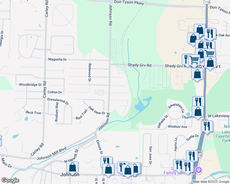 map of restaurants, bars, coffee shops, grocery stores, and more near 2005 Cypress Place in Springdale