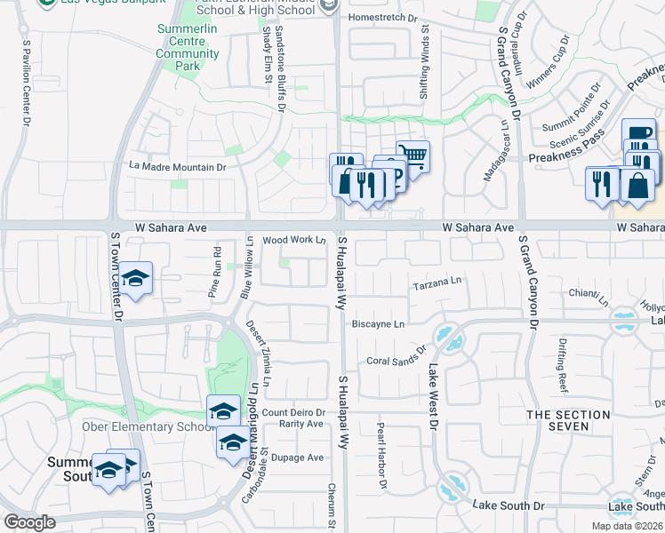 map of restaurants, bars, coffee shops, grocery stores, and more near 2630 Wind Spinner Street in Las Vegas