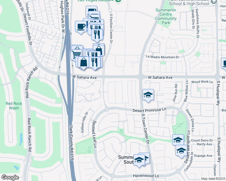 map of restaurants, bars, coffee shops, grocery stores, and more near 2597 Belgreen Street in Las Vegas