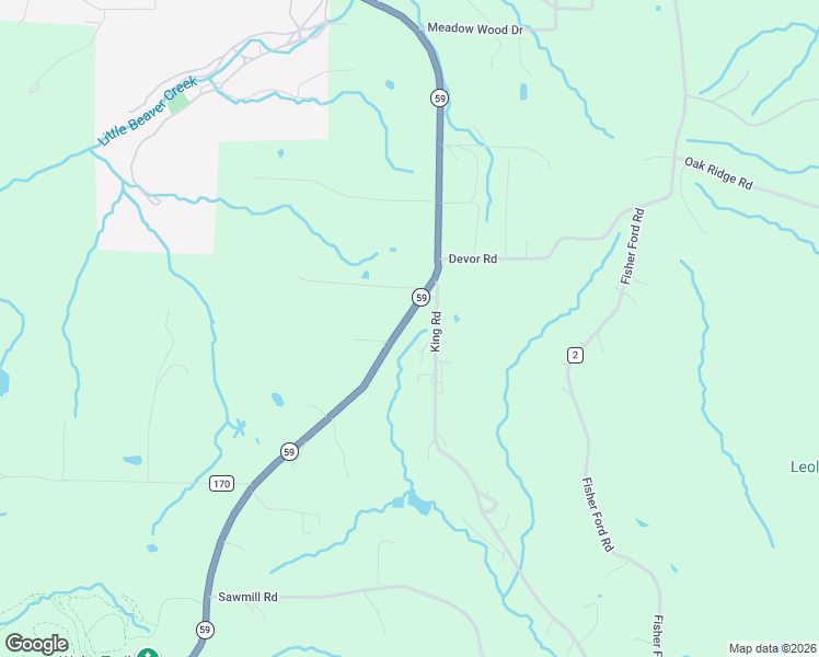 map of restaurants, bars, coffee shops, grocery stores, and more near 18624 State Highway 59 in Siloam Springs