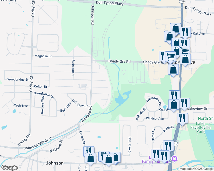 map of restaurants, bars, coffee shops, grocery stores, and more near 1901 Cypress Place in Springdale