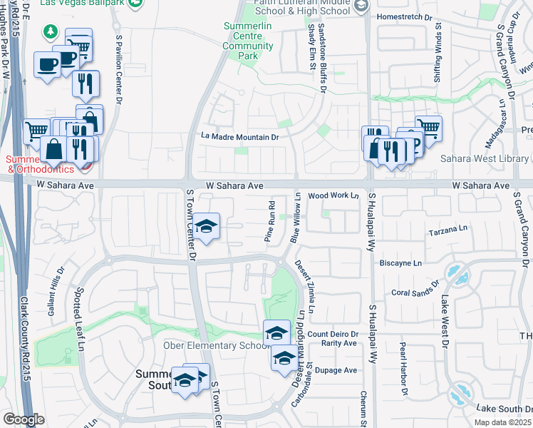 map of restaurants, bars, coffee shops, grocery stores, and more near 10512 Broadhead Court in Las Vegas