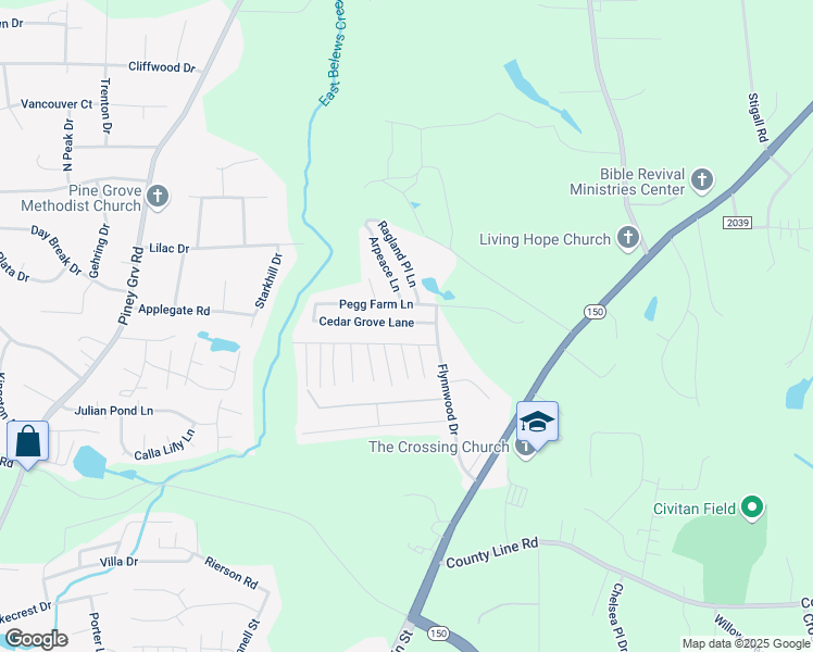 map of restaurants, bars, coffee shops, grocery stores, and more near 1108-1110 Avondale Woods Lane in Kernersville