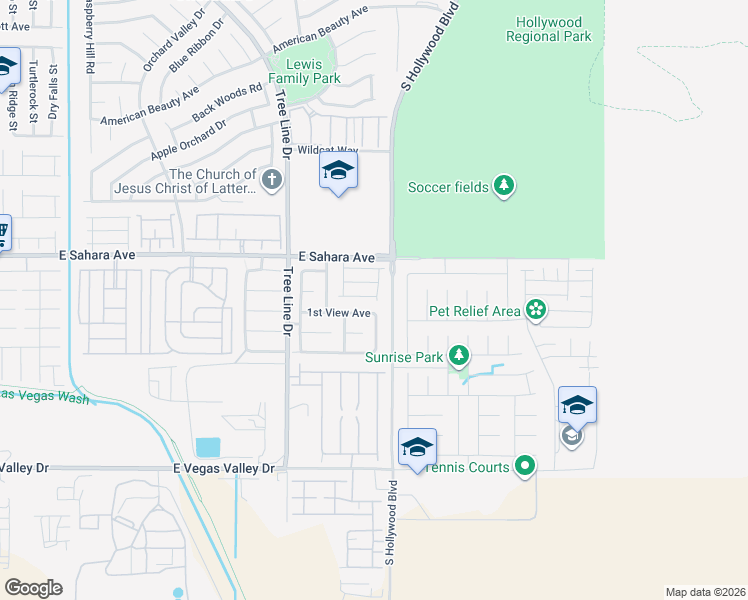 map of restaurants, bars, coffee shops, grocery stores, and more near 6545 1st View Avenue in Las Vegas
