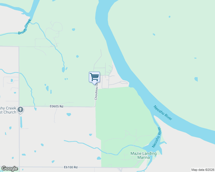map of restaurants, bars, coffee shops, grocery stores, and more near 100 River Road in Chouteau