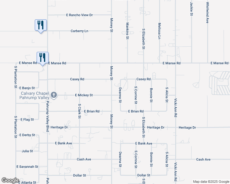 map of restaurants, bars, coffee shops, grocery stores, and more near 5270 Deanna Street in Pahrump