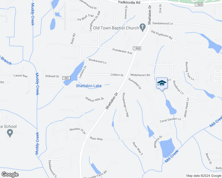 map of restaurants, bars, coffee shops, grocery stores, and more near 3920 Tonbridge Lane in Winston-Salem