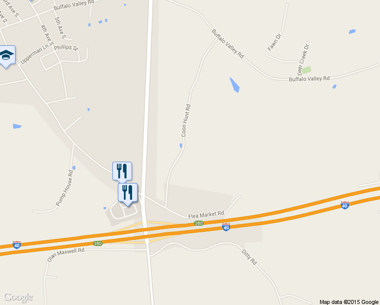 map of restaurants, bars, coffee shops, grocery stores, and more near 1870 Coon Hunt Rd in Cookeville