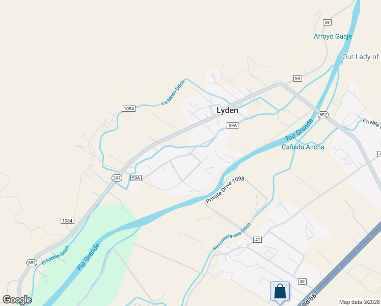 map of restaurants, bars, coffee shops, grocery stores, and more near County Road 59A in Velarde