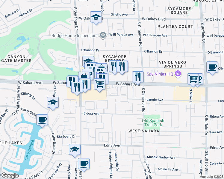map of restaurants, bars, coffee shops, grocery stores, and more near 8455 West Sahara Avenue in Las Vegas
