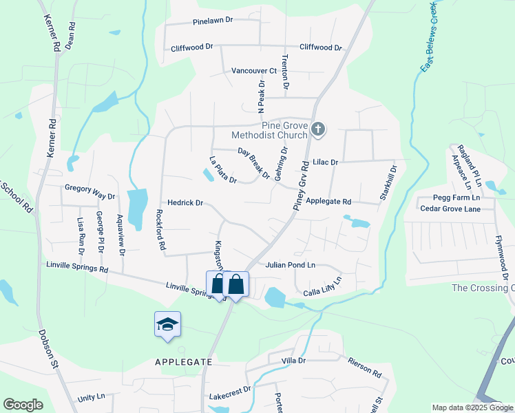 map of restaurants, bars, coffee shops, grocery stores, and more near 820 Gehring Drive in Kernersville