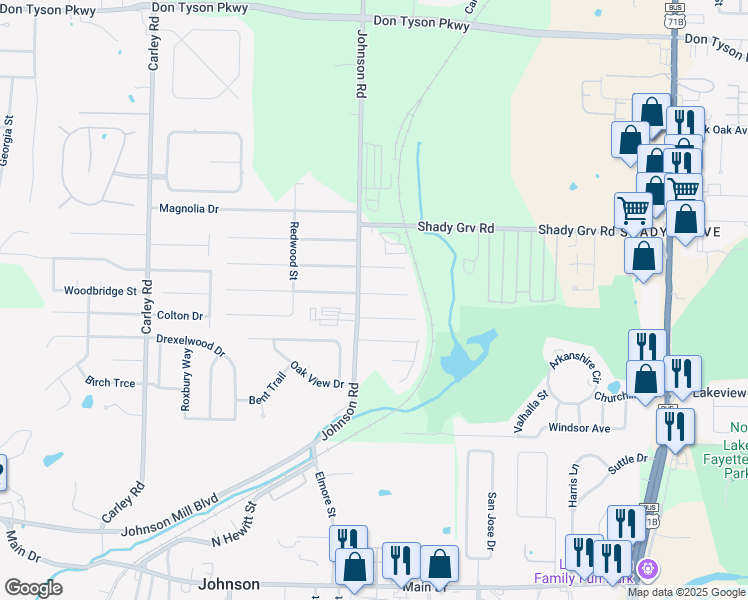 map of restaurants, bars, coffee shops, grocery stores, and more near 2004 Sycamore Place in Springdale