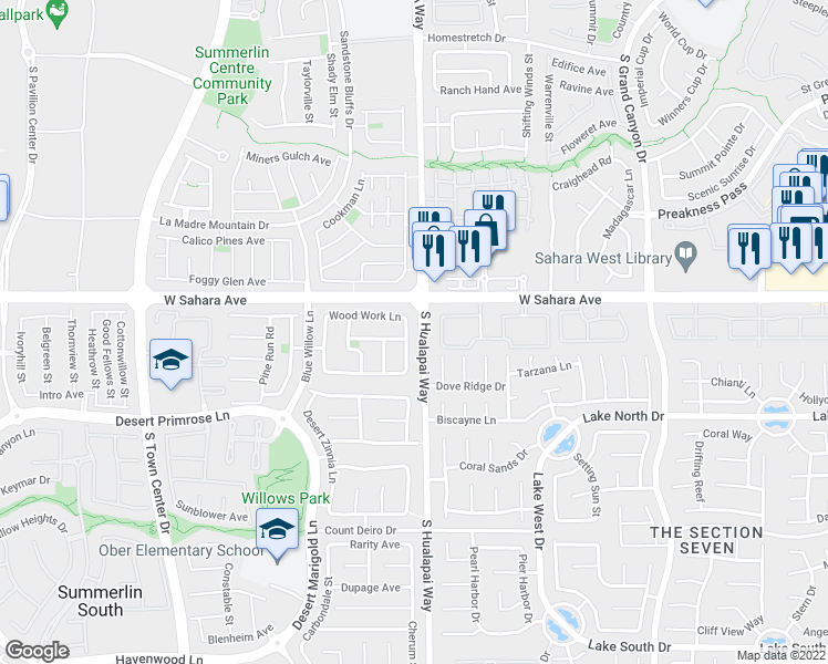 map of restaurants, bars, coffee shops, grocery stores, and more near 2582 Wind Spinner Street in Las Vegas