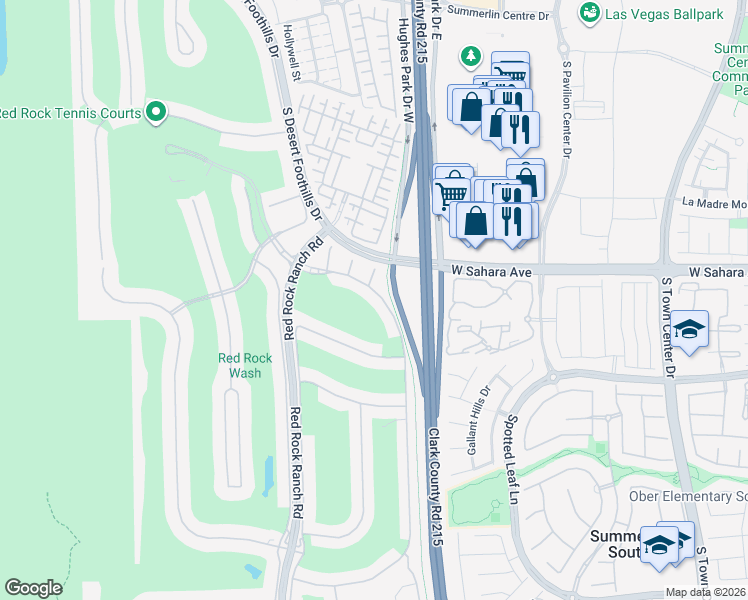 map of restaurants, bars, coffee shops, grocery stores, and more near 2571 Red Springs Drive in Las Vegas