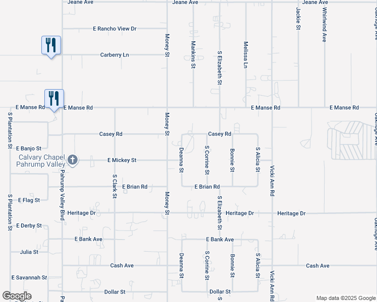 map of restaurants, bars, coffee shops, grocery stores, and more near 5201 Deanna Street in Pahrump