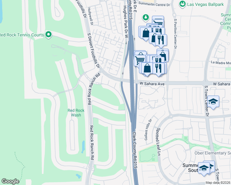 map of restaurants, bars, coffee shops, grocery stores, and more near 2571 Red Springs Drive in Las Vegas