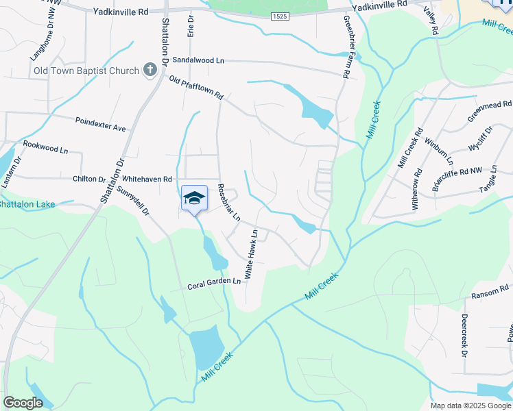 map of restaurants, bars, coffee shops, grocery stores, and more near 4094 White Hawk Lane in Winston-Salem