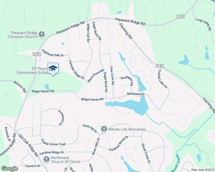 map of restaurants, bars, coffee shops, grocery stores, and more near 4414 Eagle Rock Road in Greensboro